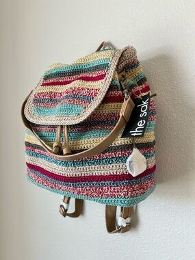The Sak Sayulita Multicolor Crochet Stripe Backpack